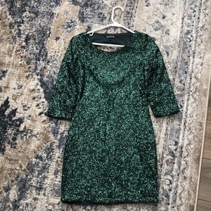 Size 2 - Emerald green sequins mini dress; worn once